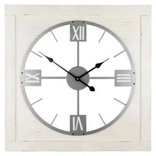 Casablanca by Gilde Wanduhr "Vintage" weiß gewischt/silberfarben mit schwarzen Zeigern benötigte Batterien: 1x AA, H.71 cm, 84138 - Bunt