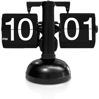 Cyrank Flip Clock, Retro Digital Flip Down Clock Retro Vintage Design Auto Flip Clock Schreibtisch Uhr Tisch Uhr Daunen Uhr genaue mechanische Tabletop Flip Clock Mechanische Uhr für Studie(Schwarz)