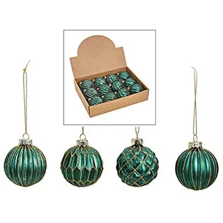 12 Weihnachtskugeln aus Glas – Ø 6 cm – Christbaumkugeln Set – Glaskugeln für Weihnachtsbaum – edle Tannenbaum Deko – klassisch, modern & elegant – Weihnachtsdeko Baumkugeln