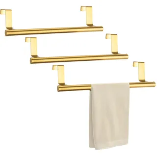 RETON 3 Stück Handtuchhalter Küche, 23 cm Geschirrtuchhalter Ohne Bohren, Edelstahl Geschirrtuchhalter Geschirrhandtuchhalter mit Anti-Rutsch-Pads, ohne Bohren, (Goldfarben) (golden)