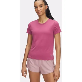 Under Armour Damen Launch Shortsleeve, atmungsaktives Laufshirt mit reflektierenden Details, schnelltrocknendes Funktionsshirt,Fuchsia Dusk / / Reflective,SM