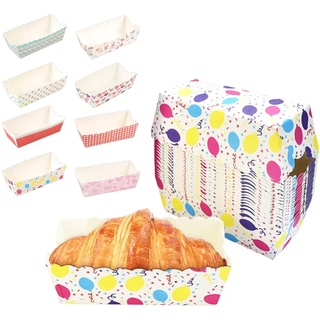 BUZIFU 100 Stück Einweg mini kuchenformen Muffinförmchen-Set Einwegbackformen Rechteck papierbackform Kuchen Papier-kastenform mit schönem aussehen für Kuchen, Brot und Muffins, 11x4.7x3.5cm