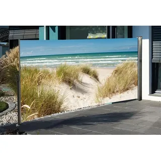Seitenmarkise ausziehbar links, 160 cm hoch, Seitenrollo mit Fotodruck Ostsee - Bunt