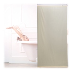Bild Duschrollo, 80x240 cm, Seilzugrollo für Dusche & Badewanne, Decke & Fenster, Badrollo wasserabweisend, beige