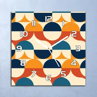 Deko Glasuhr Wanduhr 30x30 Retro Vintage Kreise Quarz Küchenuhr Bürouhr