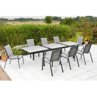 Merxx Amalfi Set 9-tlg. Ausziehtisch 300 x 110 cm grau