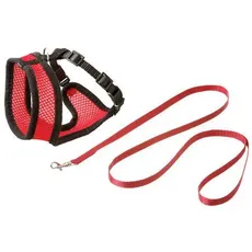 Karlie Mesh Cat Harness With Leash Kitten S - Red/Black (770.1250) (S, Hund), Halsband + Leine