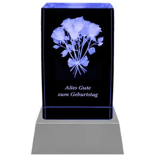 Kaltner Präsente Stimmungslicht - Das perfekte Geschenk zum Geburtstag: LED Kerze/Kristall Glasblock / 3D-Laser-Gravur/Geburtstagsgeschenk/Geburtstagsdeko