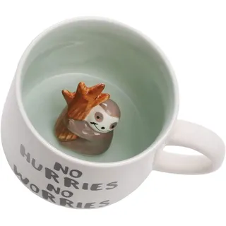 3d Faultier Tasse 12oz Kaffeetassen aus Keramik Handgemachte Figur Milch Lustige Geschenke für frauen Freunde Kinder Mädchen Frau Geburtstagsgeschenk(Faultier)