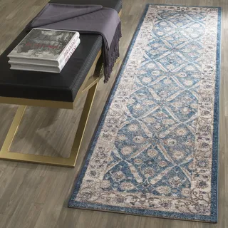 SAFAVIEH Traditionell Teppich für Wohnzimmer, Esszimmer, Schlafzimmer - Sofia Collection, Kurzer Flor, Blau und Beige, 66 X 183 cm