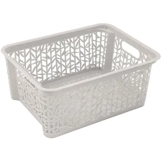 branq home essential Aufbewahrungskorb Bamboo Design multifunktional 5,4 Ltr. 37 x 22 x 20 cm weiß