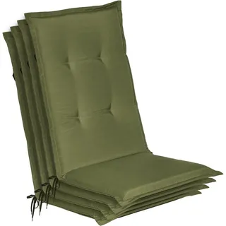 Beautissu 4er Set Gartenstuhlauflage Loft HL Olivegrün 120x50x6cm