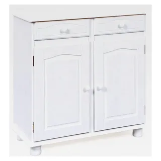 Kommode im Landhausstil – Sideboard – Buffet – Beistellschrank – Kiefer massiv – 2 Türen – 2 Schubladen – Weiß lackiert