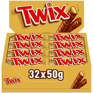 Twix Milchschokoladenriegel mit Keks und Karamell, Schokolade, 32 Snack-Riegel à 50g, Snacks für Weihnachten oder als Adventskalender Süßigkeiten