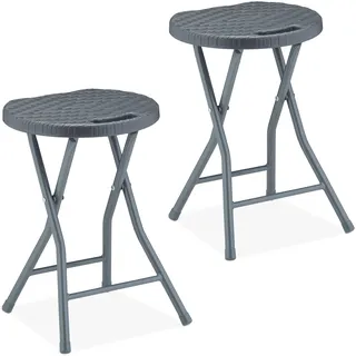 Relaxdays Klapphocker, 2er Set, grau
