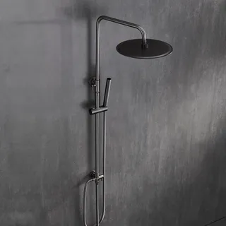Görbach Edelstahl Duschset ohne Armatur Regendusche D20cm Gunmetal Grau