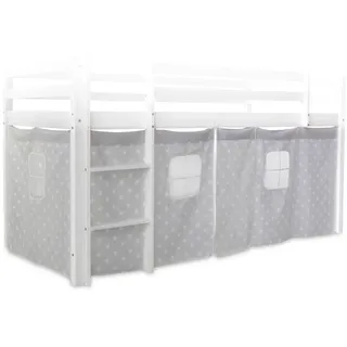 Homestyle4u Vorhang für Hochbett Sterne , Grau , Textil , 196x86x1 cm , Babymöbel & Kindermöbel, Kinderzimmer & Jugendzimmer, Kinderbettzubehör