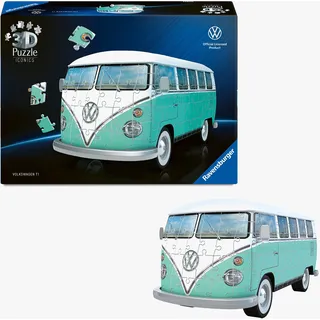 Ravensburger 3D Puzzle Iconics: Volkswagen T1 - Eine echte Ikone der Automobilgeschichte. Der VW Bulli im Modell-Format