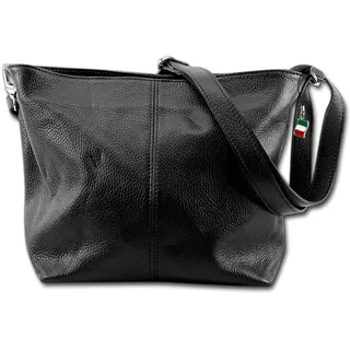Florence Echtleder Schultertasche Damen schwarz Umhängetasche OTF829S