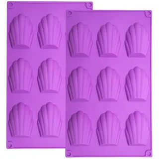 YXHZVON 2 Stücke Madeleine Backformen, 9 Hohlräume Silikon Madeleines Backformen, Madeleena-Form für Kuchen Schokolade Süßigkeiten Kekse (Lila)