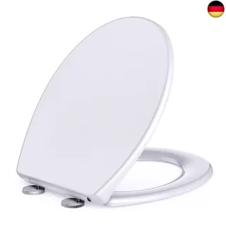 joyyko WC Sitz-Antibakteriell WC-Sitz Oval Weiß mit Schnellverschluss Funktion und Absenkautomatik, Einfache Reinigung, Abnehmbarer WC-Sitz, Maximale Belastung 150kg, Einfache Montage