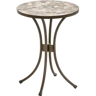 Dehner Blumenhocker Grazia, Ø 41 cm, Höhe 54 cm, Metall/Stein, mosaikoptik, grau/braun