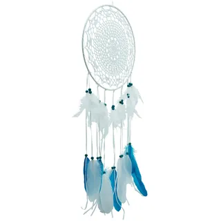 HEITMANN DECO - Traumfänger mit Federn - weiß/türkis - ca. 41 x 55 cm - Wanddekoration