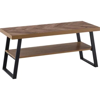 FineBuy Couchtisch FineBuy Sofatisch 100 cm Braun Fischgrät Wohnzimmertisch Ablage