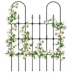 FANTASK Rankgitter Metall, 146 x 186 cm, Rankhilfe für Kletterpflanzen, U-förmiges Spalier zum Stecken