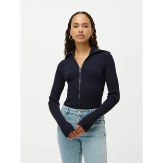 Langarmbody LEGER "Heidi, LeGer by Lena Gercke", Damen, Gr. 42, N-Gr, blau (dunkelblau), Strick, Obermaterial: 44% Viskose, 31% Polyamid, 23% Polyester, 2% Elasthan, figurbetont, Bodys Langarmbody, mit Reißverschluss, körpernah, mit Kragen