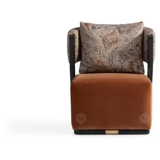 Relaxsessel Garnitur Sessel Stoff Beistelltisch Regale Set 5tlg Orange - Orange