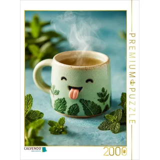 CALVENDO Puzzle Frecher Pfefferminztee streckt die Zunge raus - Lustiges Kräuter-Motiv | 2000 Teile Lege-Größe 90x67cm Foto-Puzzle für glückliche Stunden