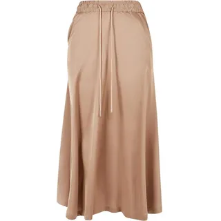 URBAN CLASSICS Ladies Satin Midi Skirt Beige, XS