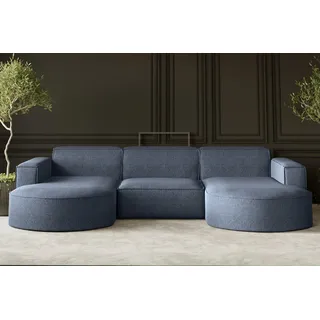 kaiser möbel Ecksofa, Sofa U form, Couch U form Modena Studio stoff Verita Marineblau - Blau