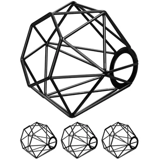 ledscom.de 4 Stück Käfig-Lampenschirm, schwarz, E27 / E14, 160mm Ø