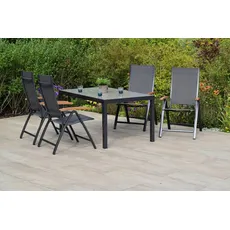 Bild Garten-Essgruppe »»Toblino««, (Set, 5 tlg., 5-fach verstellbare Rückenlehne, pulverbeschichtetes Aluminiumgestell), Tisch: LxB: 150x90 cm, grau