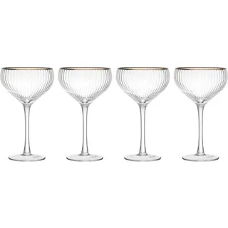Mikasa Sorrento Gläser de Kristallgläser mit Goldrand und breiter Form, 380ml, Set de 4 klare bleifreie dünne Gläser, elegantes Design für Feiern - Transparent
