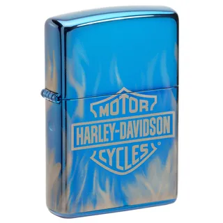Zippo Sturmfeuerzeug - Harley-Davidson, High Polish Blue, Photo Image 360° - Nachfüllbar - Wiederverwendbar - Windfestes Design - Geschenkbox - Made in USA