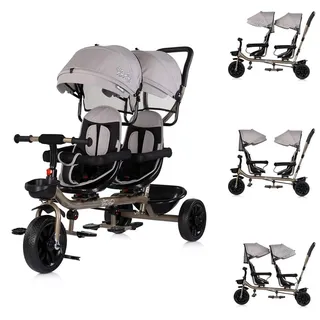 Chipolino Zwillingsdreirad Hip Hop, zwei Kinder, bis 40 kg, Sitze 360° drehbar hellbraun - Braun
