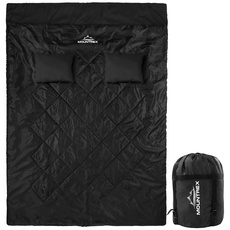 MOUNTREX Doppelschlafsack - Sommer Schlafsack für 2 Personen (210 x 150cm), Deckenschlafsack - XXL Sommerschlafsack mit 2 Kopfkissen für Erwachsene - Camping, Outdoor & Indoor (Schwarz)