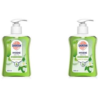 Sagrotan Handseife Grüner Apfel und Jasminblüte – Hygienische Flüssigseife – 1 x 250 ml Seifenspender (Packung mit 2)