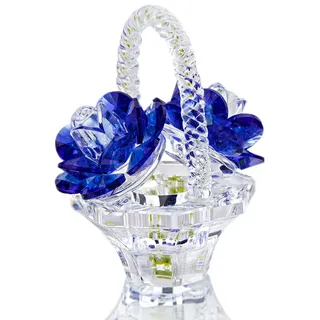 H&D HYALINE & DORA Kristall Rosen Blumenfigur, Glasblumen Briefbeschwerer, Glasblumen Sammelobjekt