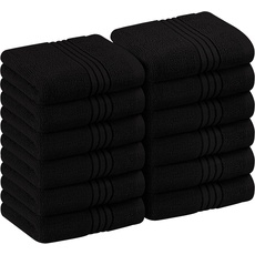 Utopia Towels - Luxus Waschlappen Set aus 100% Baumwolle, 30 x 30 cm Seiftücher (Schwarz)