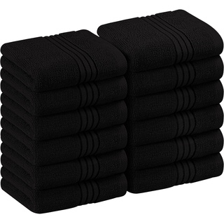 Utopia Towels - Luxuriöses Waschlappen-Set aus 100% Baumwolle, saugfähig und weich, 30 x 30 cm, Seifentücher (Schwarz)