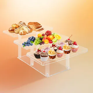 Fhmidic 3 Etagen Cupcake Ständer, Acryl Etagere 3-stöckig Cupcake Turm Ständer für 50 Cupcakes, Cupcake Halter Dessert-Gebäckturm Obst Muffinständer für Hochzeiten Geburtstage Mottoparty Baby-Shower