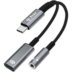 Arae USB C auf 3,5 mm Klinke und Laden, 2 in 1 USB C Kopfhörer Adapter für Samsung Galaxy S22/S21/S20/S20+ Ultra Note 20/10 iPad Pro MacBook Pixel und mehr