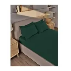 M&S Collection Pure Brushed Cotton Deep Fitted Sheet - Forest Green, Forest Green - Double (4 ft 6)