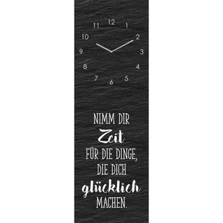 Wanduhr , Schwarz, Weiß , Glas , 20x60x3.1 cm , Dekoration, Uhren, Wanduhren