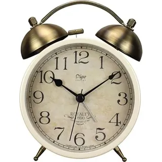 Maxspace Doppelglockenwecker, 4-Zoll Retro Wecker Analog Ohne Ticken mit Nachtlicht, Batteriebetrieben Metall Laut für Tiefschläfer Kinder Senioren