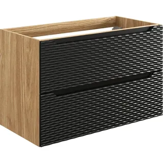 Waschtischunterschrank 90cm in Eiche mit schwarz OLUO-56-BLACK - Schwarz